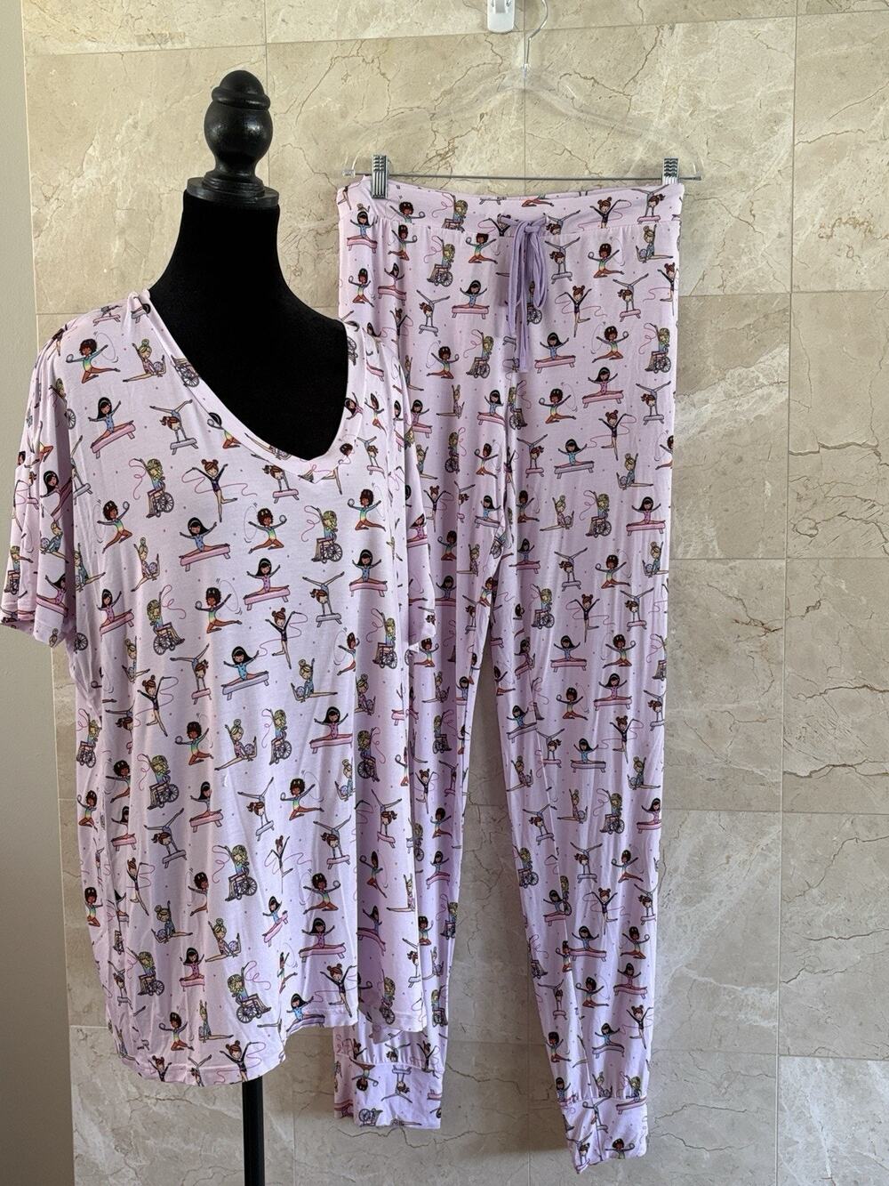Little Snuggles Gymnastics Girly Pajama Set 3XL | Purple Bamboo Buttery-Soft